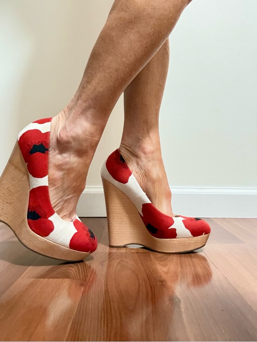 Yves Saint Laurent Canvas Floral Wedge - Picture 3 of 5